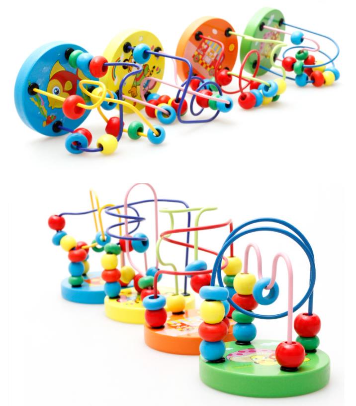 CHCC Wooden Mini Small Round Beads Toys Animal Wooden Round Beads Children's Enlightenment Early Education Toys