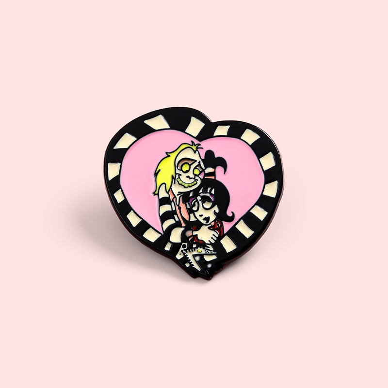 Beetlejuice Lydia Enamel Pin Heart SandwormBrooches Gothic Badge Bag Shirt Lapel Pin Buckle Punk Jewelry Gift for Friend