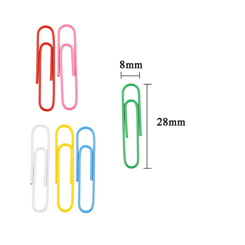 Colorful Paper Clips Metal 28mm Stainless Steel Paper Clips For Office Can Choose Color 500 Pack