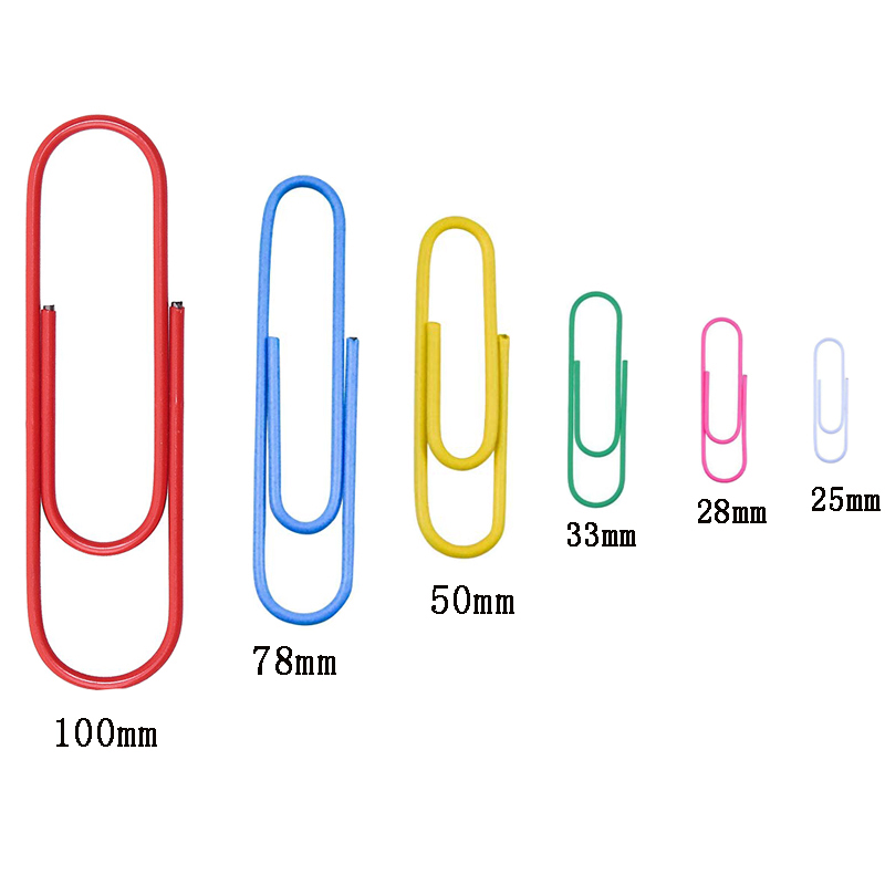 Colorful Paper Clips Metal 28mm Stainless Steel Paper Clips For Office Can Choose Color 500 Pack