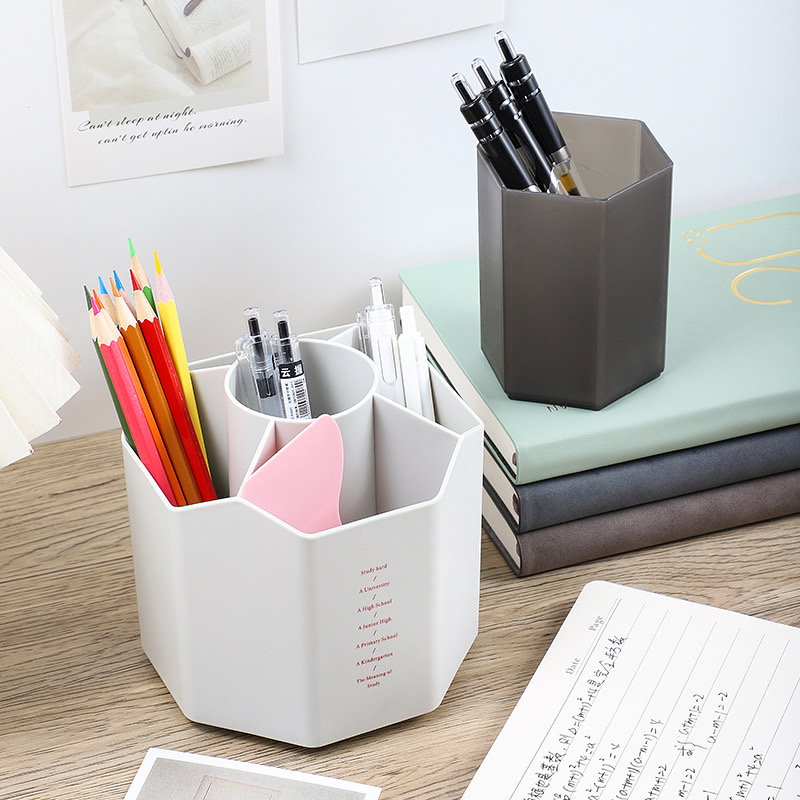 Large Capacity Rotating Pen Holder Storage Box Office Desktop Organizer Cylinder