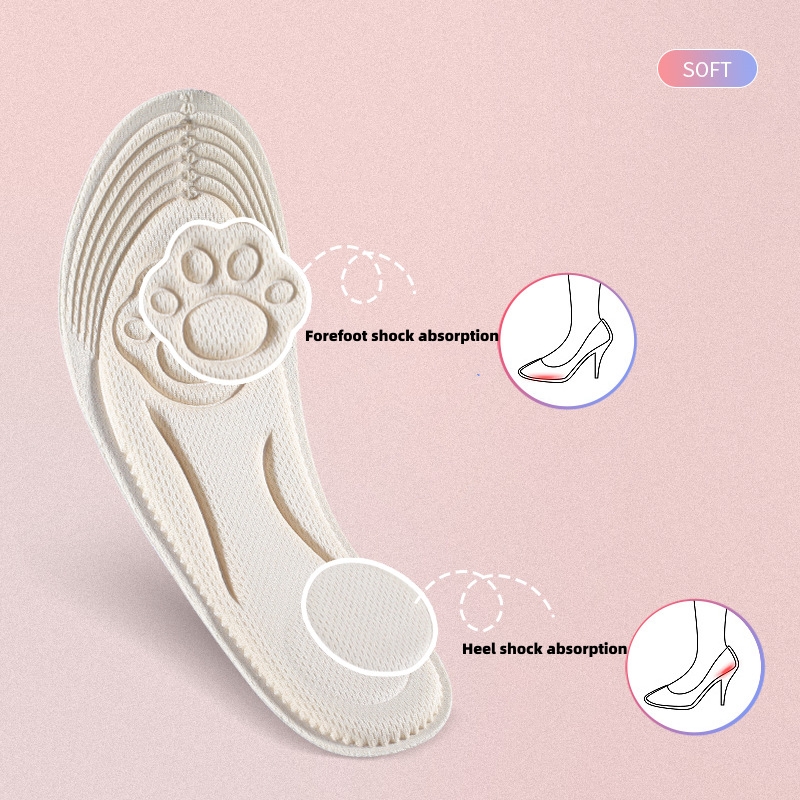 Sponge Massage Shoe Insole 4D Arch Support sweat insoles Shock Absorption Super Soft Insoles