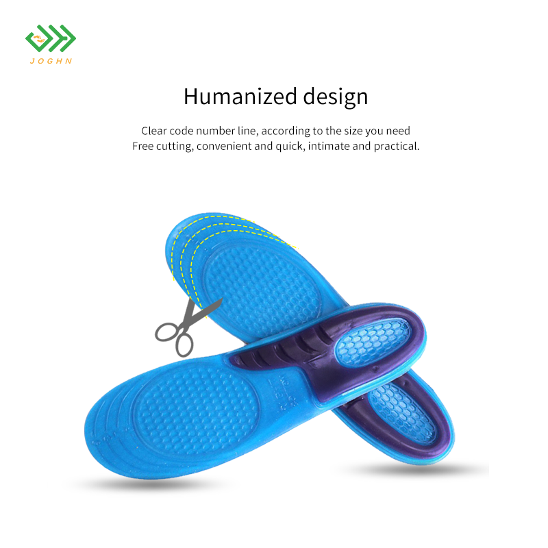 JOGHN Men Soft Silicone Memory foot gel Shoe Insoles For Plantar Fasciitis Flat Foot Cushion Sport Insole