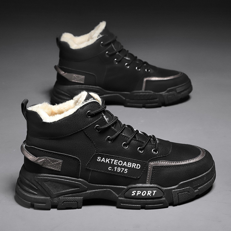 Winter Fashion Trendy Plus Size Men's Shoes Men's High-top Snow Boots Casual Martin Boots