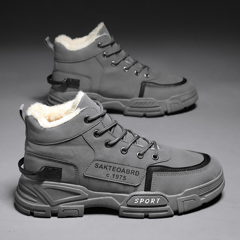 Winter Fashion Trendy Plus Size Men's Shoes Men's High-top Snow Boots Casual Martin Boots