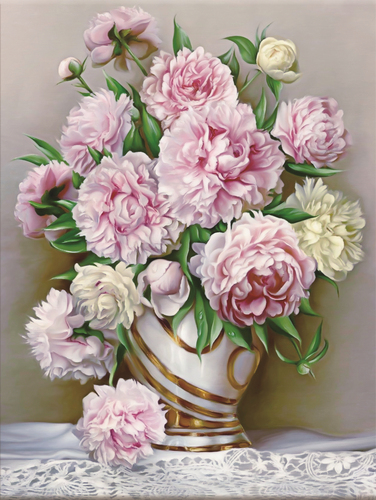 HUACAN Flowers Vase Cross Stitch Kit Embroidery Cotton Thread Peony Mosaic Painting Dropshipping DIY Needlework 14CT Dec