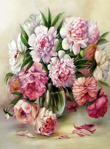 HUACAN Flowers Vase Cross Stitch Kit Embroidery Cotton Thread Peony Mosaic Painting Dropshipping DIY Needlework 14CT Dec