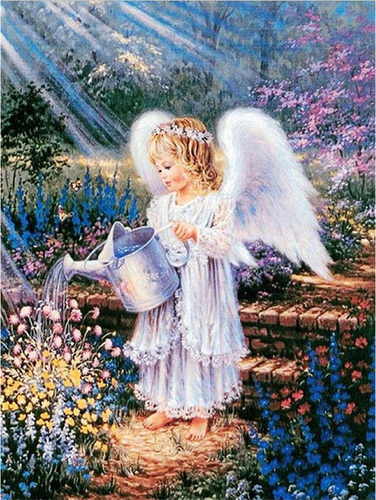 HUACAN Angel Cross Stitch Kit Embroidery Cotton Thread Mosaic Painting Girl  Needlework 14CT Christmas Decorati