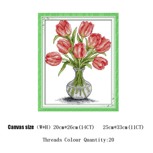 HUACAN Flowers Cross Stitch Kit Embroidery Cotton Thread Mosaic Peony Painting Dropshipping DIY Needlework 14CT Decorati