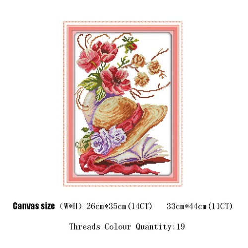 HUACAN Flowers Cross Stitch Kit Embroidery Cotton Thread Mosaic Peony Painting Dropshipping DIY Needlework 14CT Decorati