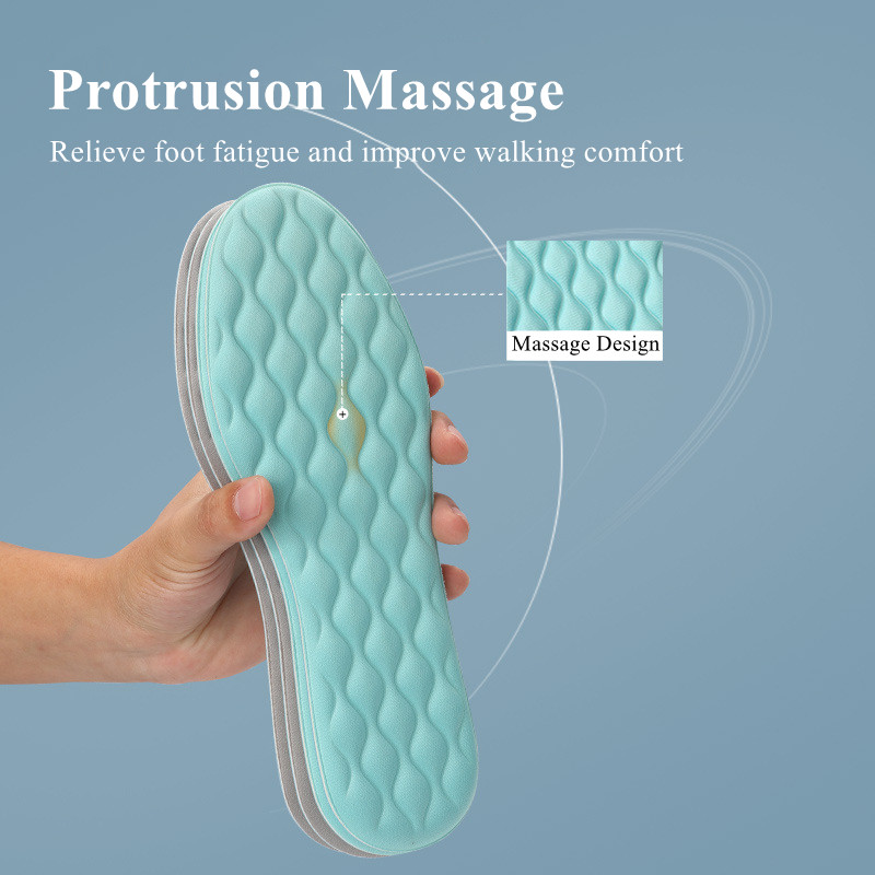 Latex Massage Insoles for Shoes Comfortable Breathable Sweat Absorbing Deodorant Shock Absorption Men's Women's Shoe Pad