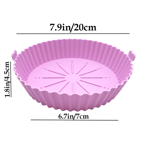 Colorful reusable 6.7in air fryer silicone pot for oven microwave baking pan air fryer liners