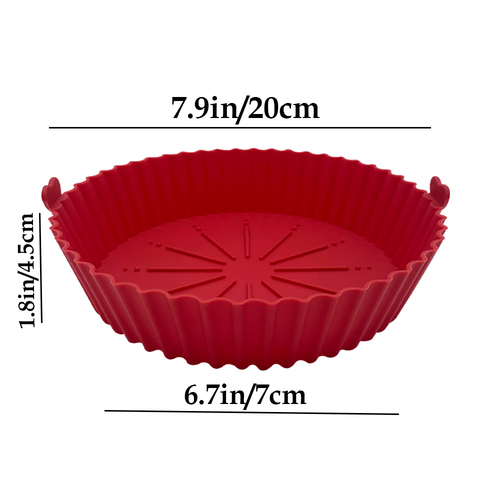 Colorful reusable 6.7in air fryer silicone pot for oven microwave baking pan air fryer liners