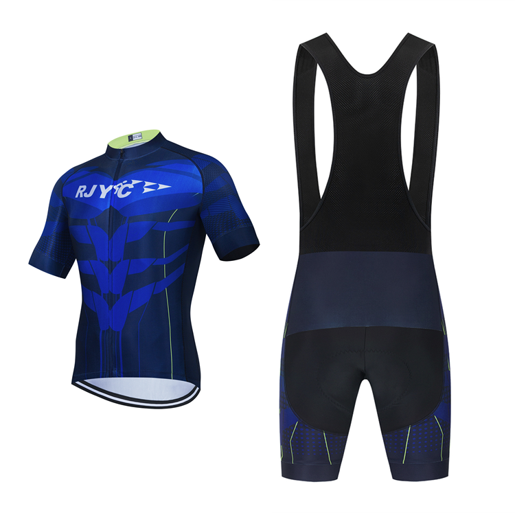 Short-sleeved Bib Shorts Cycling Wear 3D Padded Shorts Sportswear Set Mountain Bike Bicycle Clothes Carton Polyester Blu