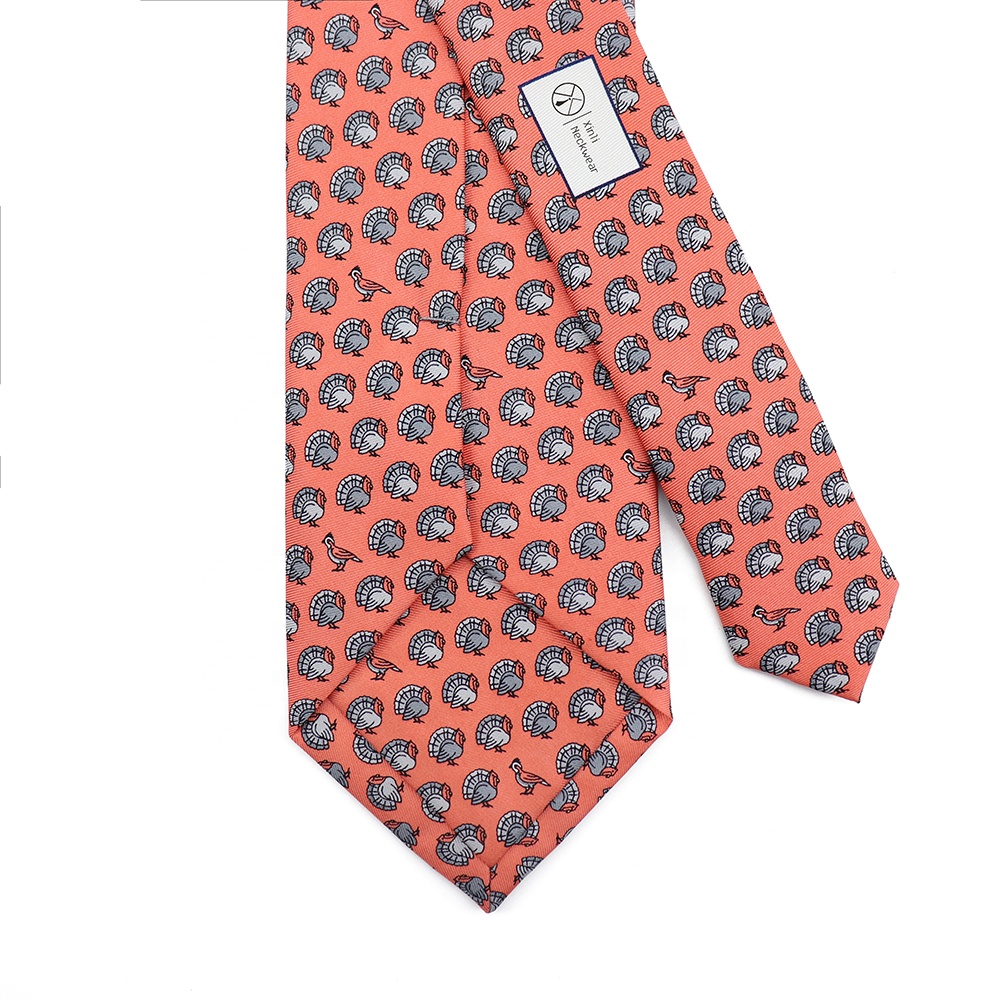 Xinli Self Tipping Digital Printing Tie 100% Silk Handmade Animal Design Necktie  Pattern Printed Fashion Ties for
