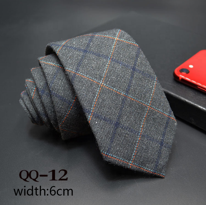 China Tie  Luxury Cravate Linen Wool Blended Necktie Men Slim 6cm Tie