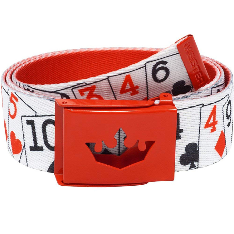  Fashion Designer Print  Pattern Mens Printed Canvas Web Belt with Hallow Buckle