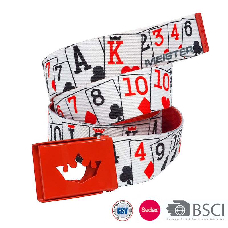  Fashion Designer Print  Pattern Mens Printed Canvas Web Belt with Hallow Buckle