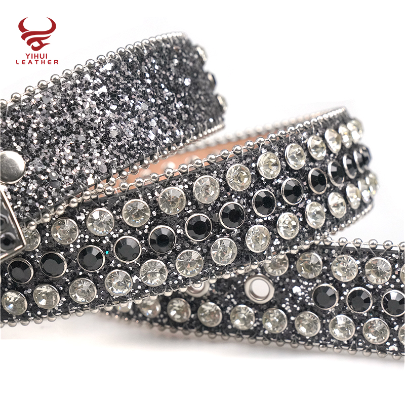   bling bling BB belt studded diamond PU leather strap black skull buckle western cowboy rhinestone belt for m