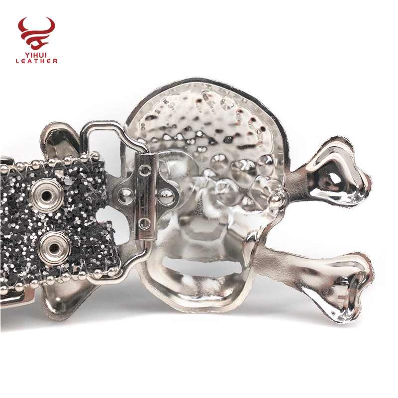   bling bling BB belt studded diamond PU leather strap black skull buckle western cowboy rhinestone belt for m
