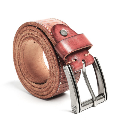 Classic style Luxury Brand Men's Slide Buckle Belt Durable Genuine Cow Leather Belt for Men