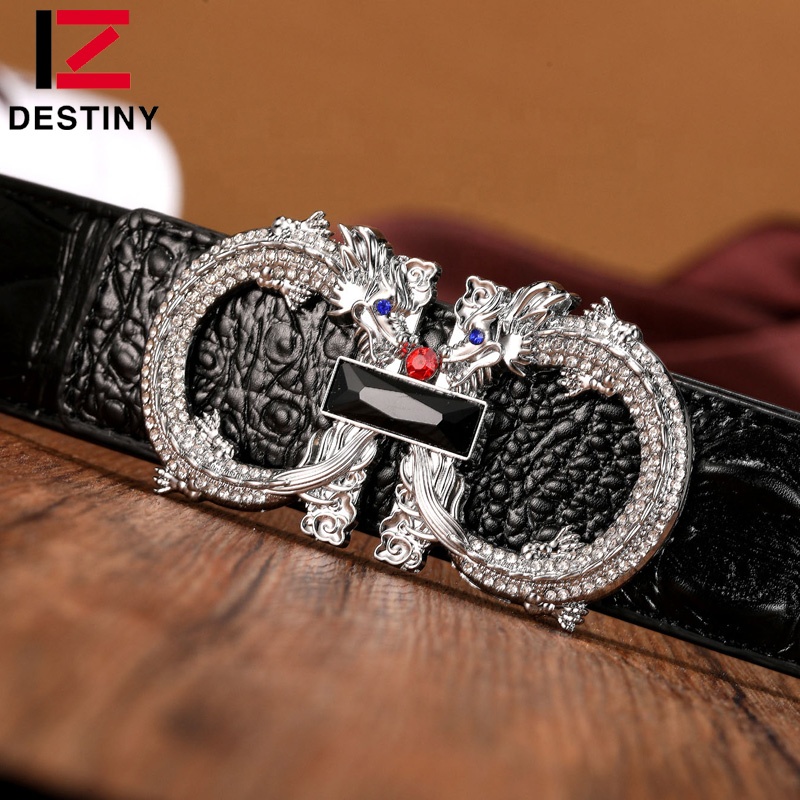 Fashion Rhinestone Buckle   Genuine Leather Luxury Brand Famous Designer Men Belt