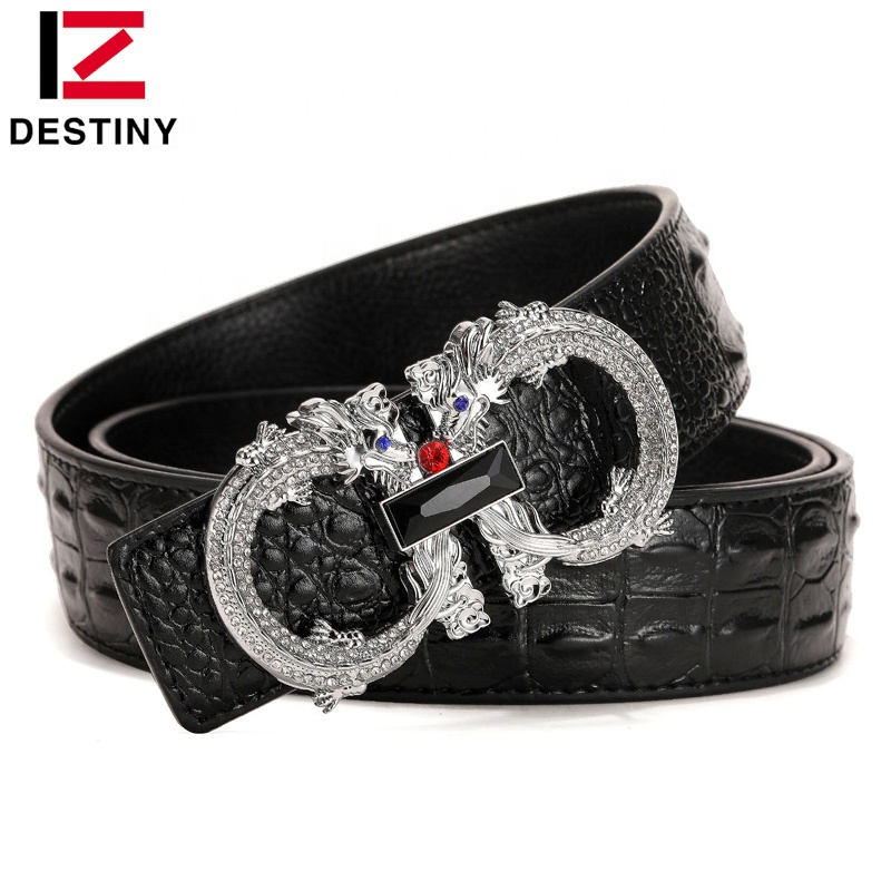 Fashion Rhinestone Buckle   Genuine Leather Luxury Brand Famous Designer Men Belt