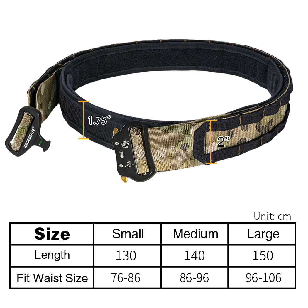 IDOGEAR Two-in-One 2" Quick Release Metal Buckle Hunting Nylon Duty Belt Tactical Belt Molle Belt