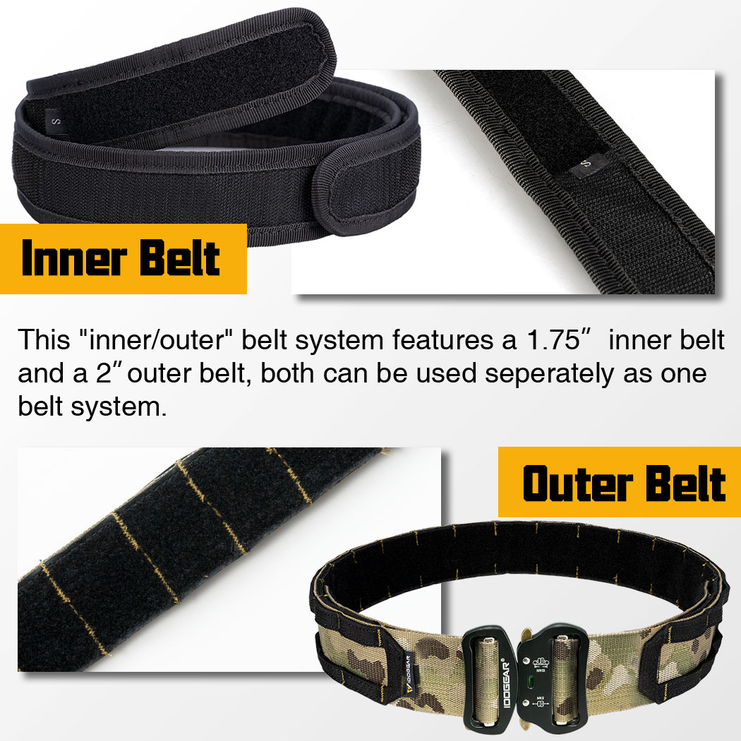 IDOGEAR Two-in-One 2" Quick Release Metal Buckle Hunting Nylon Duty Belt Tactical Belt Molle Belt