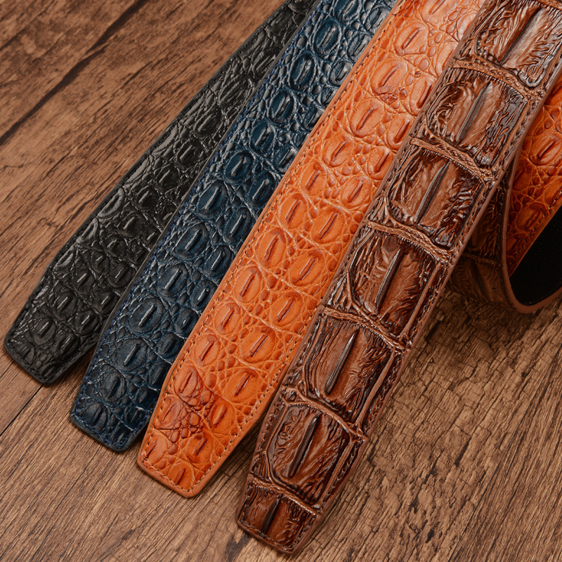2020 Fashion Men Belts, Alligator Pattern Genuine Leather Men Belts Without Buckle