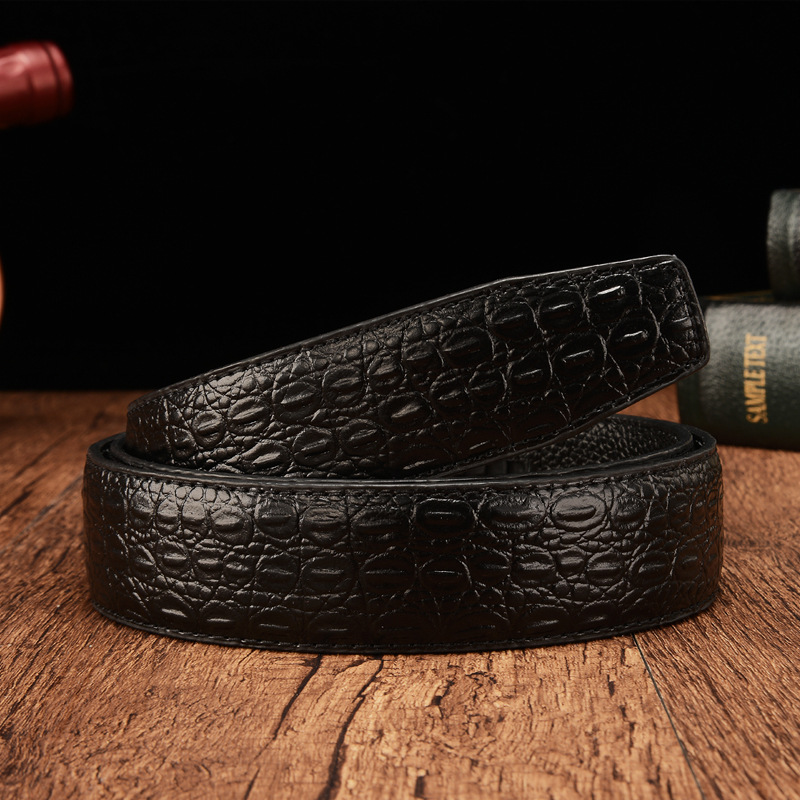 2020 Fashion Men Belts, Alligator Pattern Genuine Leather Men Belts Without Buckle