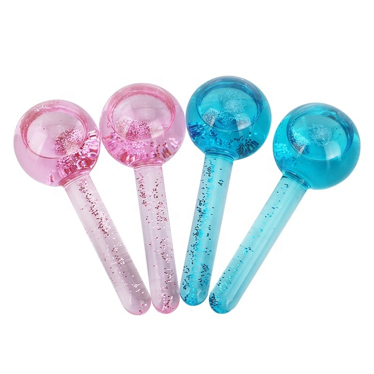 Beauty Equipment  Eye Face Massage Facial Ice Globe Cooling Blue Pink Glitter Ice Globes