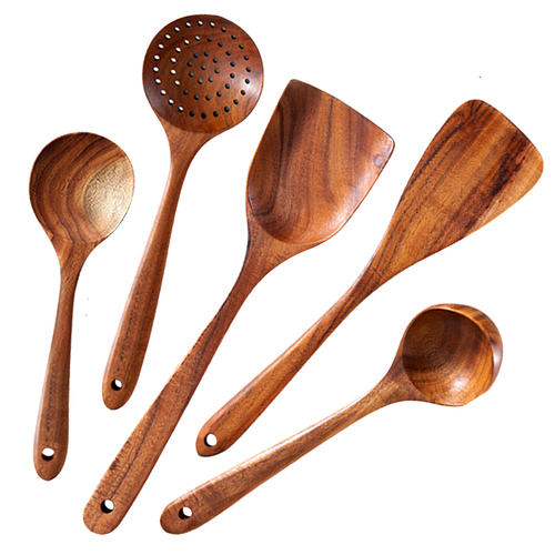 Kitchen Accessories Kitchen Tools Cooking Utensils Reusable Food Grade Cookware Wood Utensil Set for Home