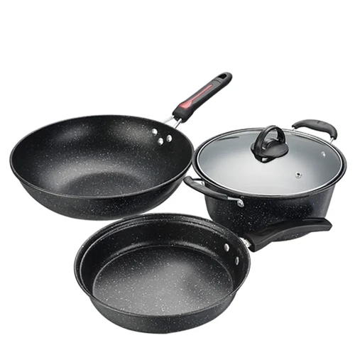 3 Pieces Cookware Pans and Pot, Nonstick Pots and Pans Set, Non Stick Stone Cookware Kitchen Cooking Set