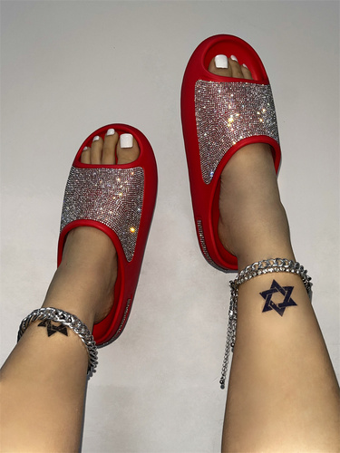 2023 New Women Luxury Diamond Bling Silver Rhinestones Slippers Platform Sandals Slides Slippers Women