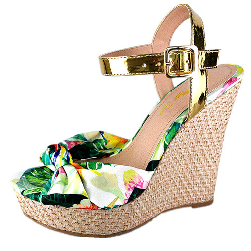 casual floral wedge sandal shoe for women