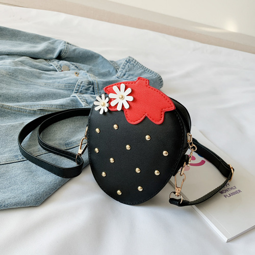 Children Shoulder Bag Strawberry Messenger Bags Simple Small Square Bag Kids Purse Cute Mini Handbags