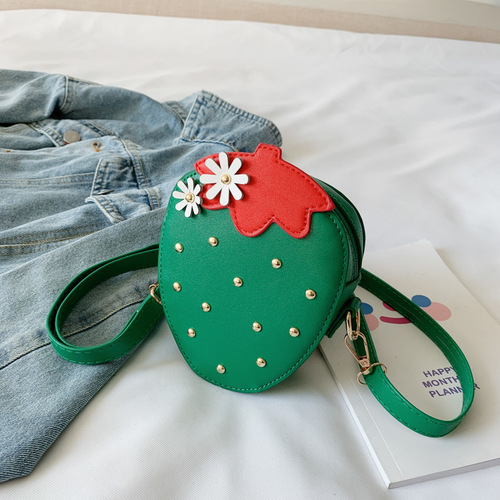 Children Shoulder Bag Strawberry Messenger Bags Simple Small Square Bag Kids Purse Cute Mini Handbags