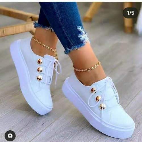 2023  Lace Up Slip On Women Tennis Sneakers Ladies Thick Sole Casual Shoes Solid Color Flats Walking Style Shoe