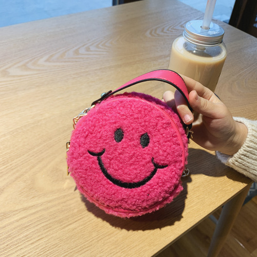  high quality smiley face small round bag single messenger bag kawaii coin purse mini kids fashionable bags