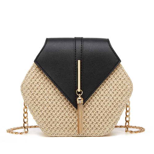 New luxury fashion messenger woven straw multifunctional chain small bag portable beach holiday messenger bag