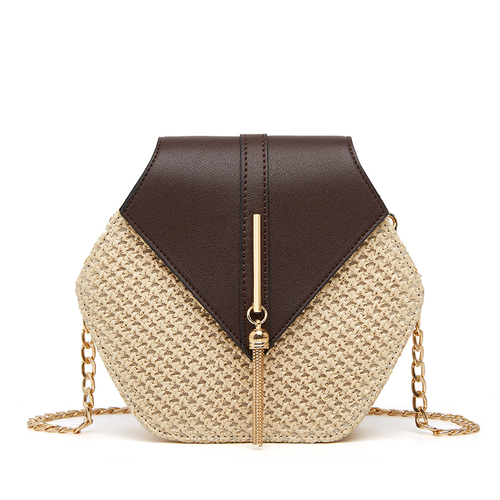 New luxury fashion messenger woven straw multifunctional chain small bag portable beach holiday messenger bag