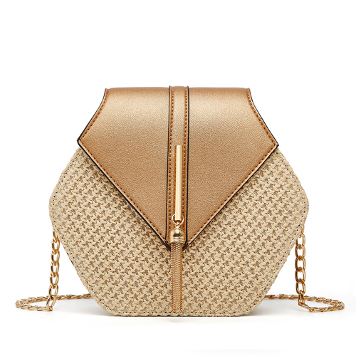 New luxury fashion messenger woven straw multifunctional chain small bag portable beach holiday messenger bag