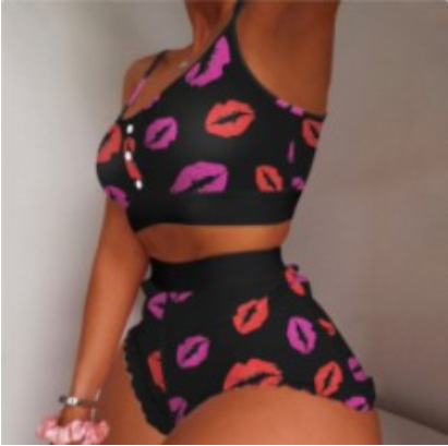 S-3XL New Fashion Printed Suspended Pajamas Cool thin skinny sweet pajamas Oversized pajama suit