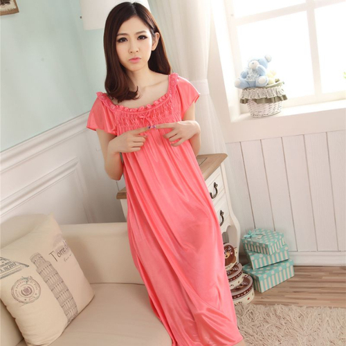 High Quality Summer sexy lady's nightdress suspenders silk chiffon Big Size ice women satin pajamas