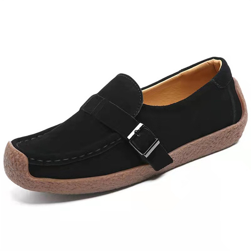 Woman's Flats Loafers Soft Genuine Leather Casual Shoe Big Size 35-44 Mocassin Boat Shoes for Women Hook Loop de mujer