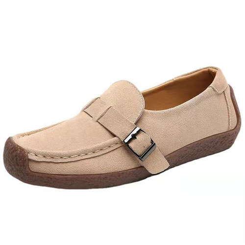 Woman's Flats Loafers Soft Genuine Leather Casual Shoe Big Size 35-44 Mocassin Boat Shoes for Women Hook Loop de mujer