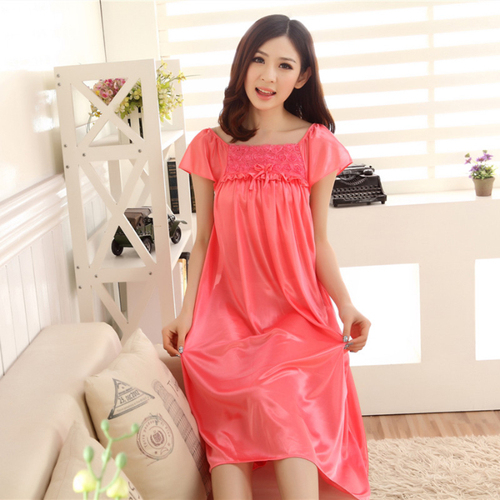803# blue High Quality Summer sexy lady's nightdress suspenders silk chiffon Big Size ice women satin sleepwear