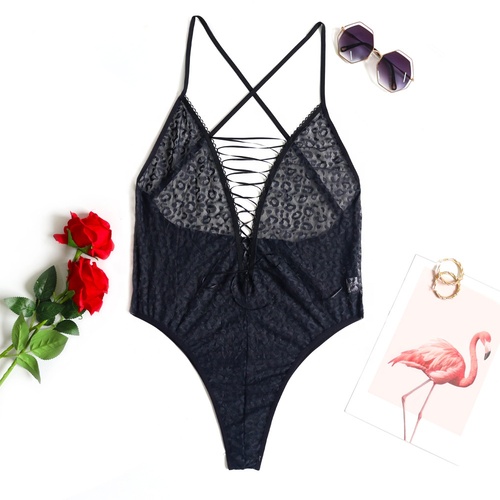 New Design Women Lingerie Plus Size Leopard Net Yarn Plus Size One-Piece Lace Women Lingerie Sexy Underwear
