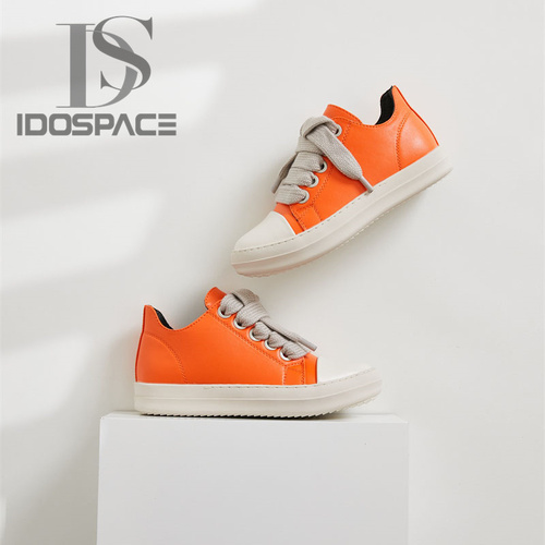Casual Leather Shoes Luxury Trainers Lace Up Women Sneaker Low-TOP Streetwear Flats Black Sneakers Boots